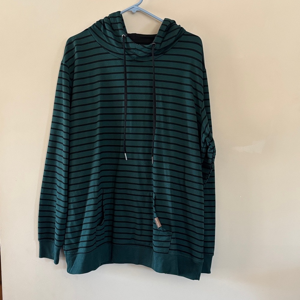Maurices Teal and Black Striped Hoodie